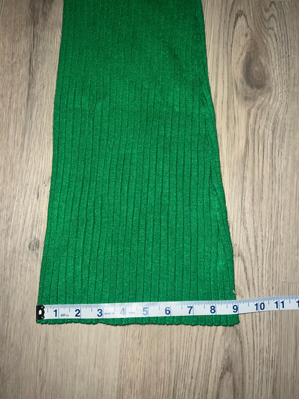ASOS Green Ribbed Flare Pants Size 10 High Rise Knit Stretch - Picture 3 of 13